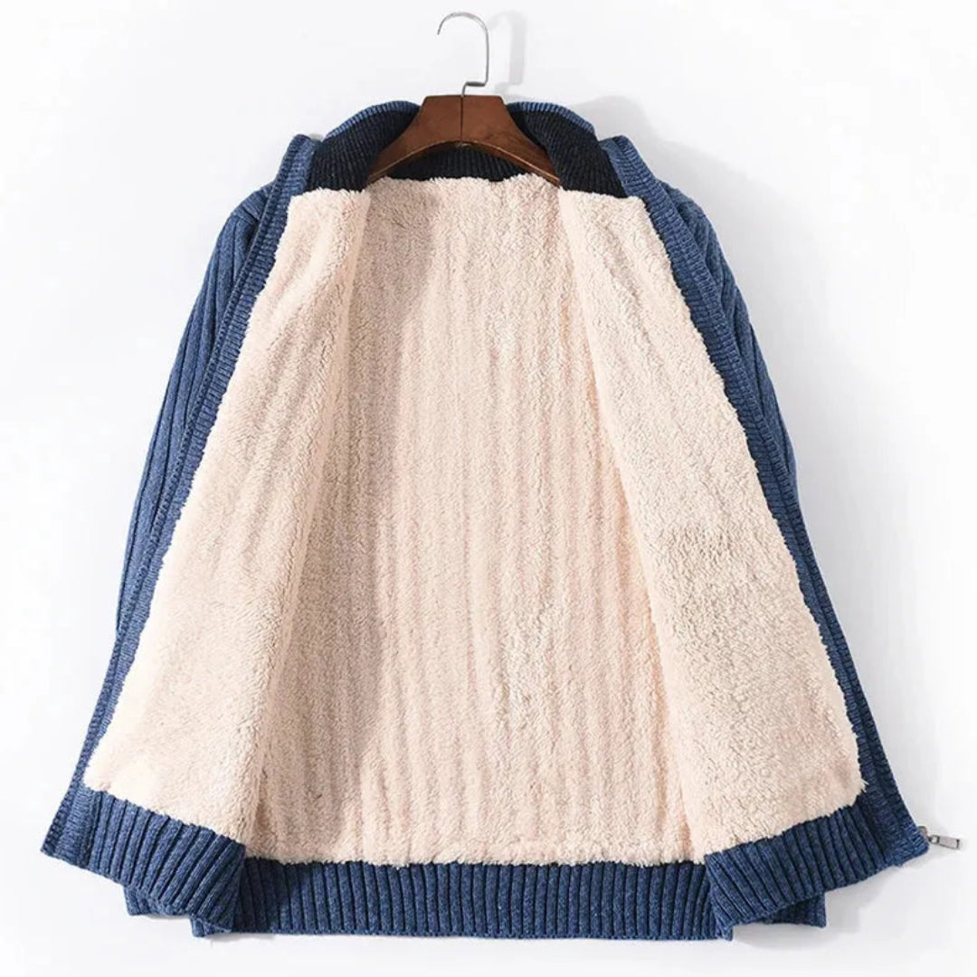 Brad Full-Zip Knitted Fleece-Lined Cardigan