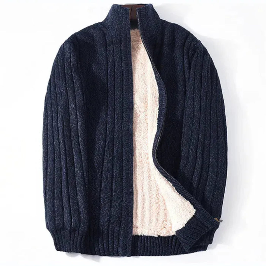 Brad Full-Zip Knitted Fleece-Lined Cardigan