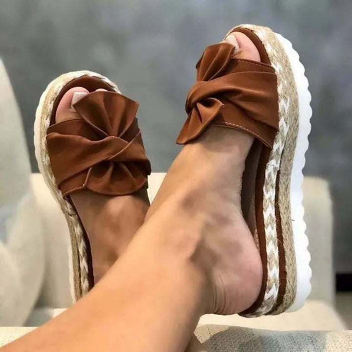 Brea Braid Bowknot Wedge Sandals