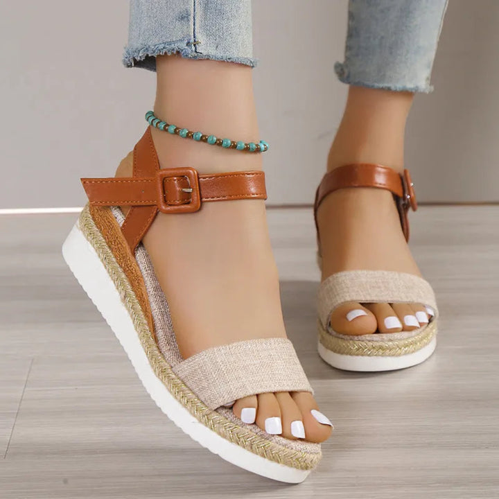 Britney Faux Leather Buckle Strap Espadrille