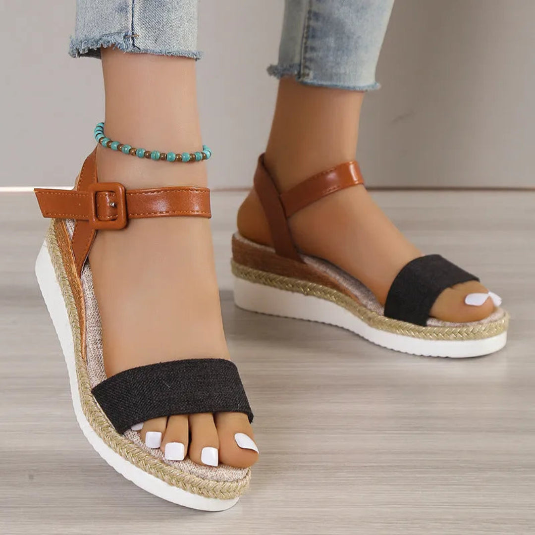 Britney Faux Leather Buckle Strap Espadrille
