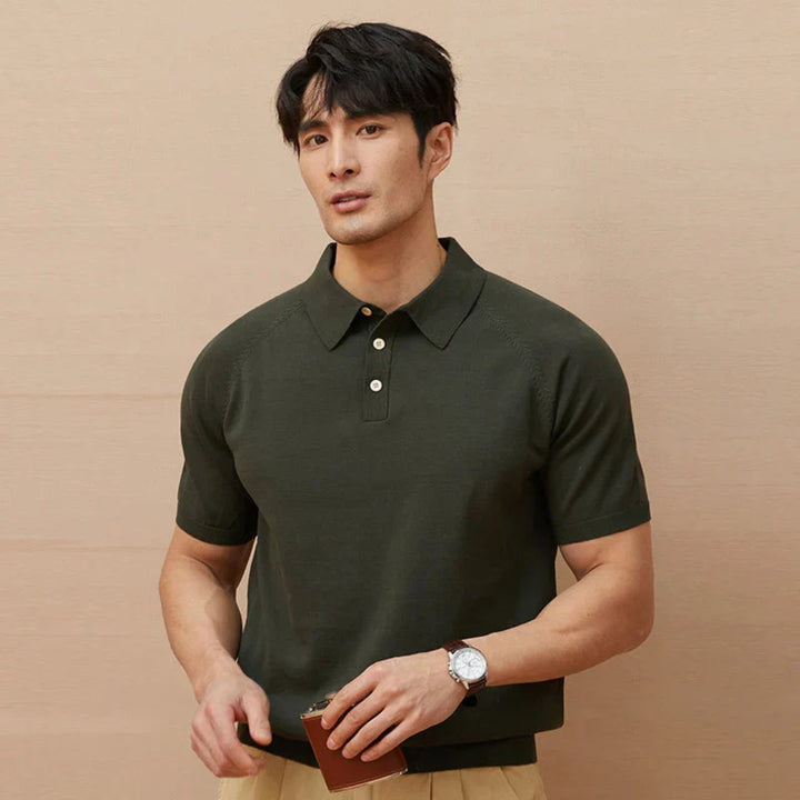 Caleb Classic Button Down Knit Polo Shirt