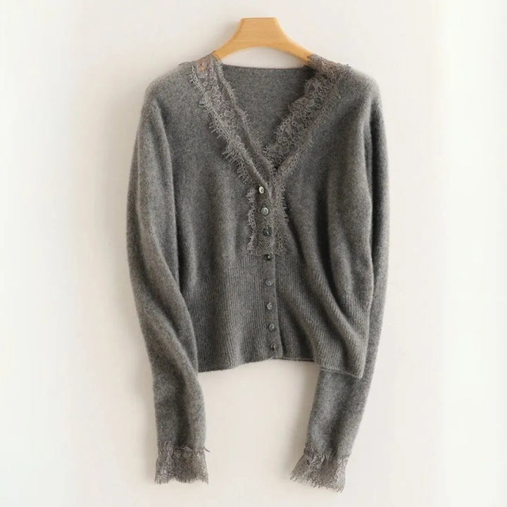 Cameron Lace-Trimmed Cashmere Cardigan Artisio