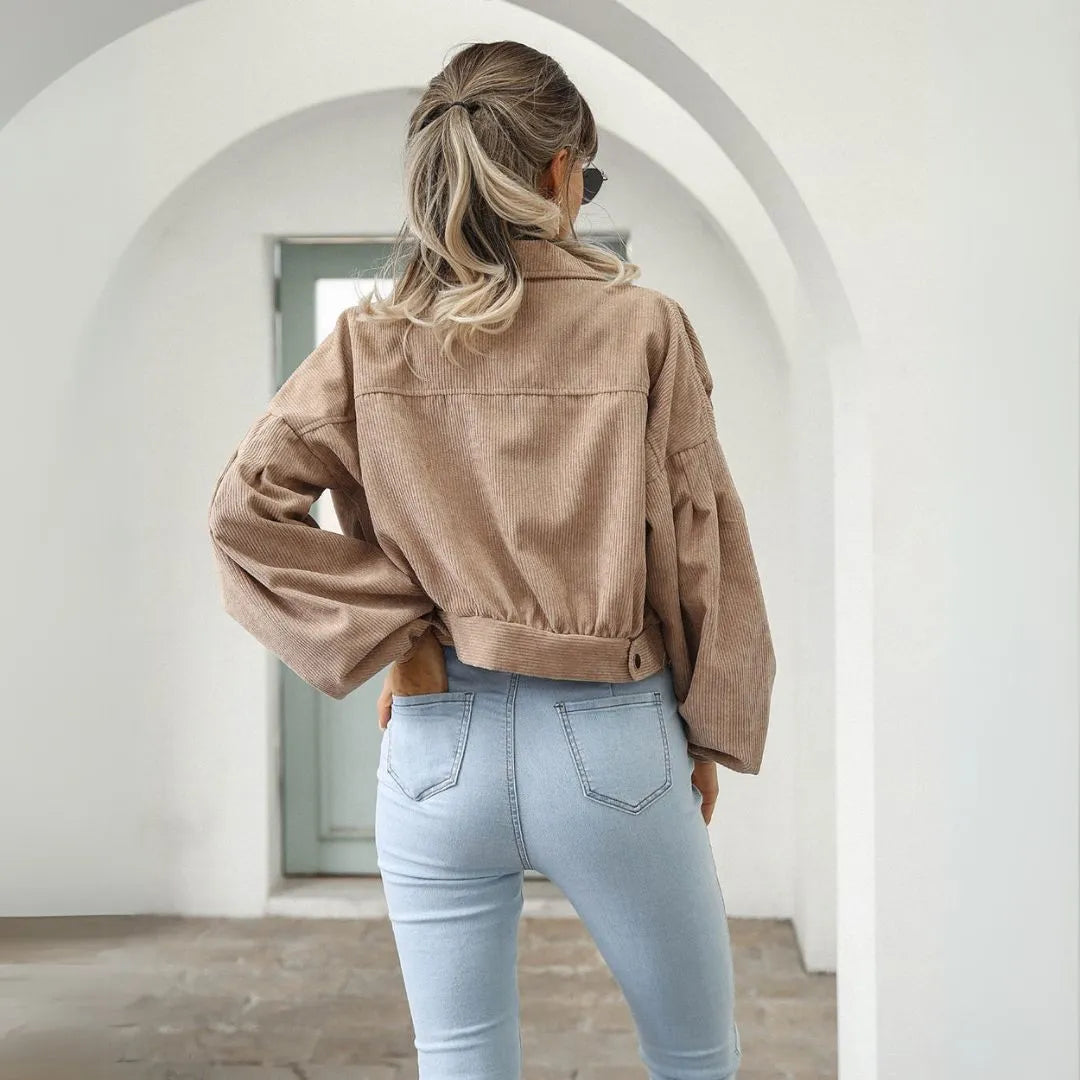 Camila Cropped Balloon Sleeve Corduroy Jacket Artisio