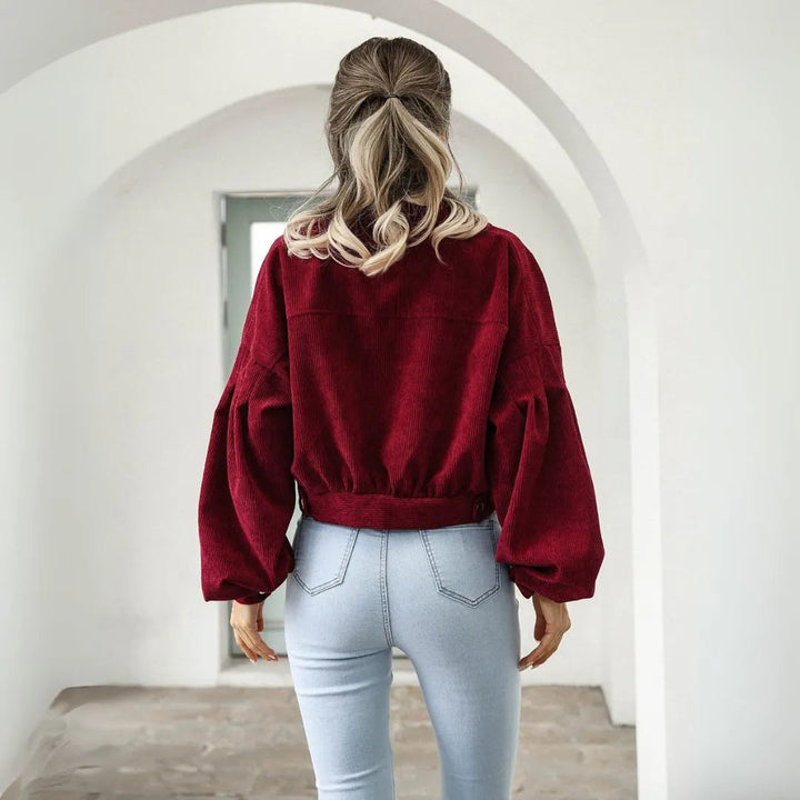 Camila Cropped Balloon Sleeve Corduroy Jacket Artisio