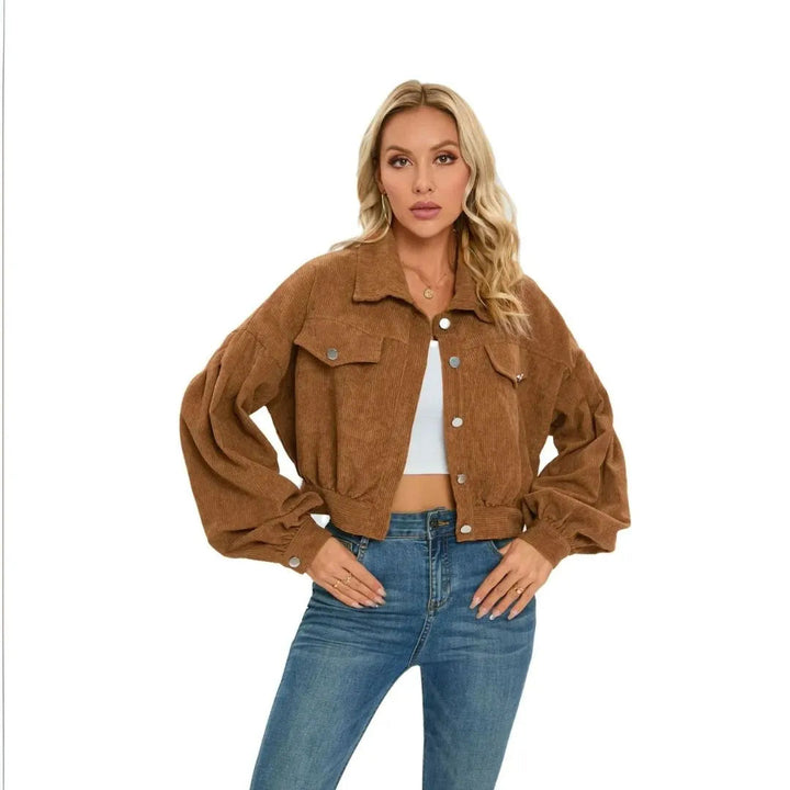 Camila Cropped Balloon Sleeve Corduroy Jacket Artisio