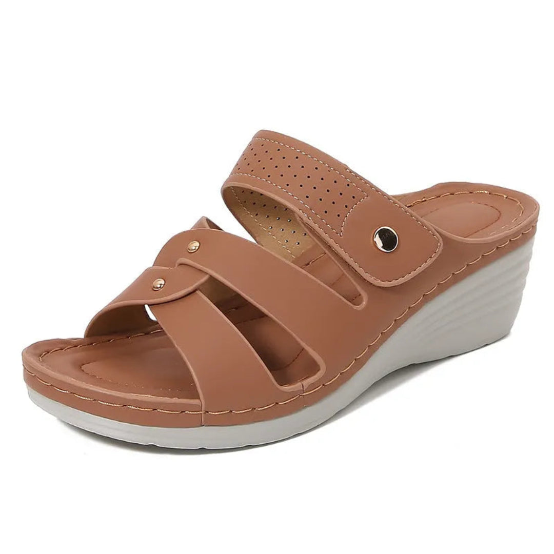 Carla Rivet Strap Wedge Sandals Artisio