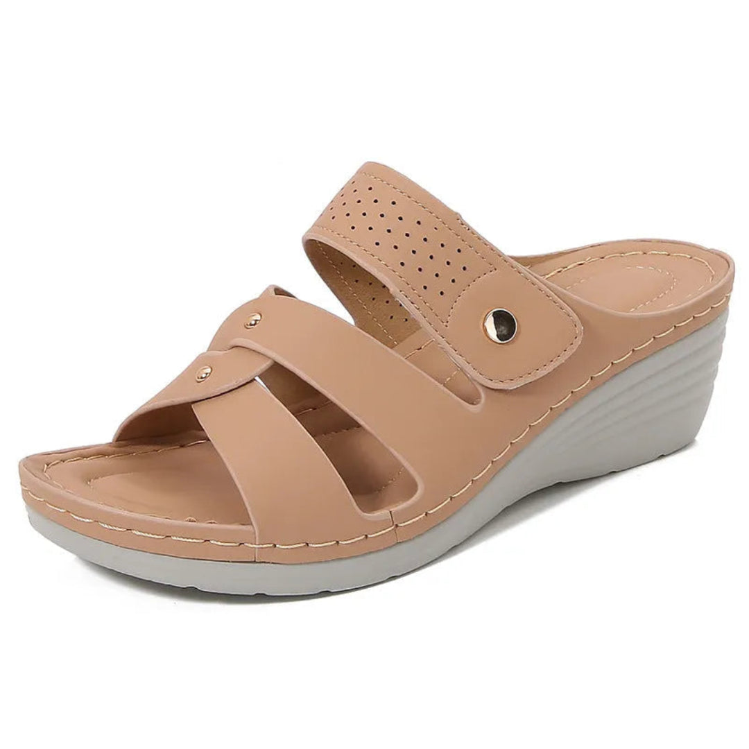 Carla Rivet Strap Wedge Sandals Artisio
