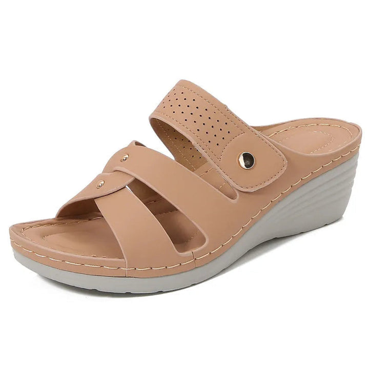 Carla Rivet Strap Wedge Sandals Artisio