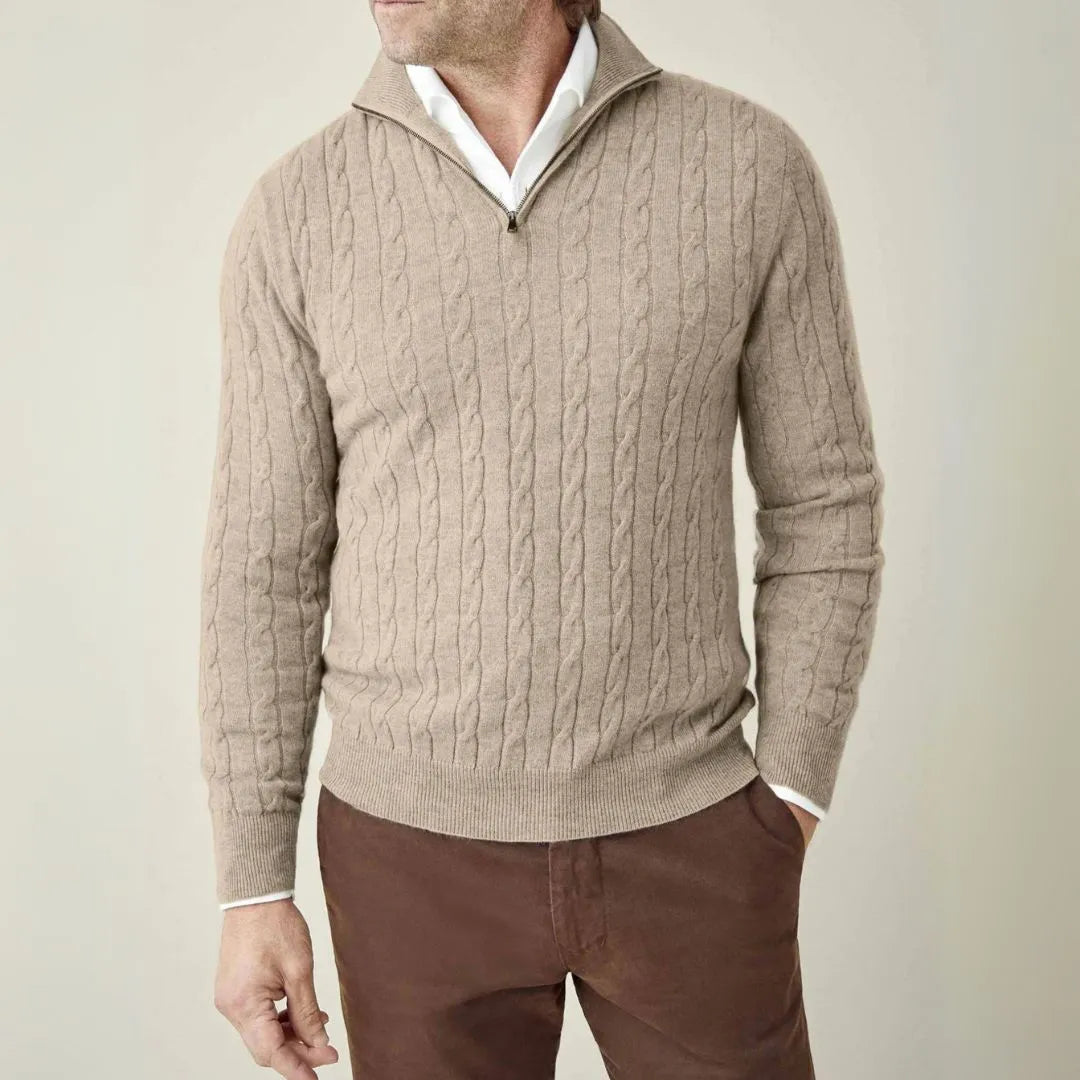 Carlo Cable Knit Quarter Zip Sweater Artisio
