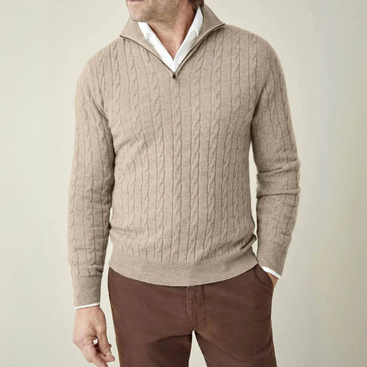 Carlo Cable Knit Quarter Zip Sweater Artisio