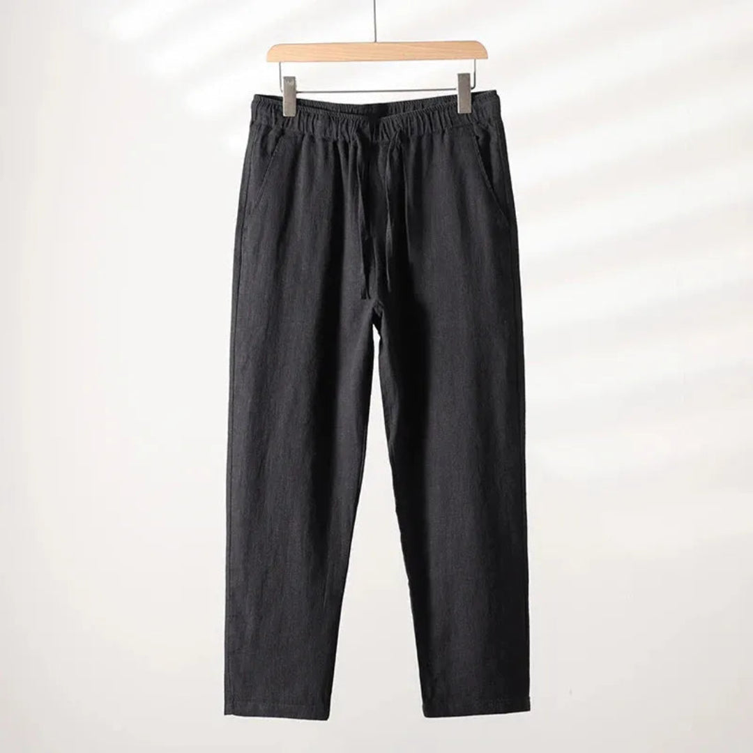 Caspian Elastic Waist Linen Lounge Trousers Artisio