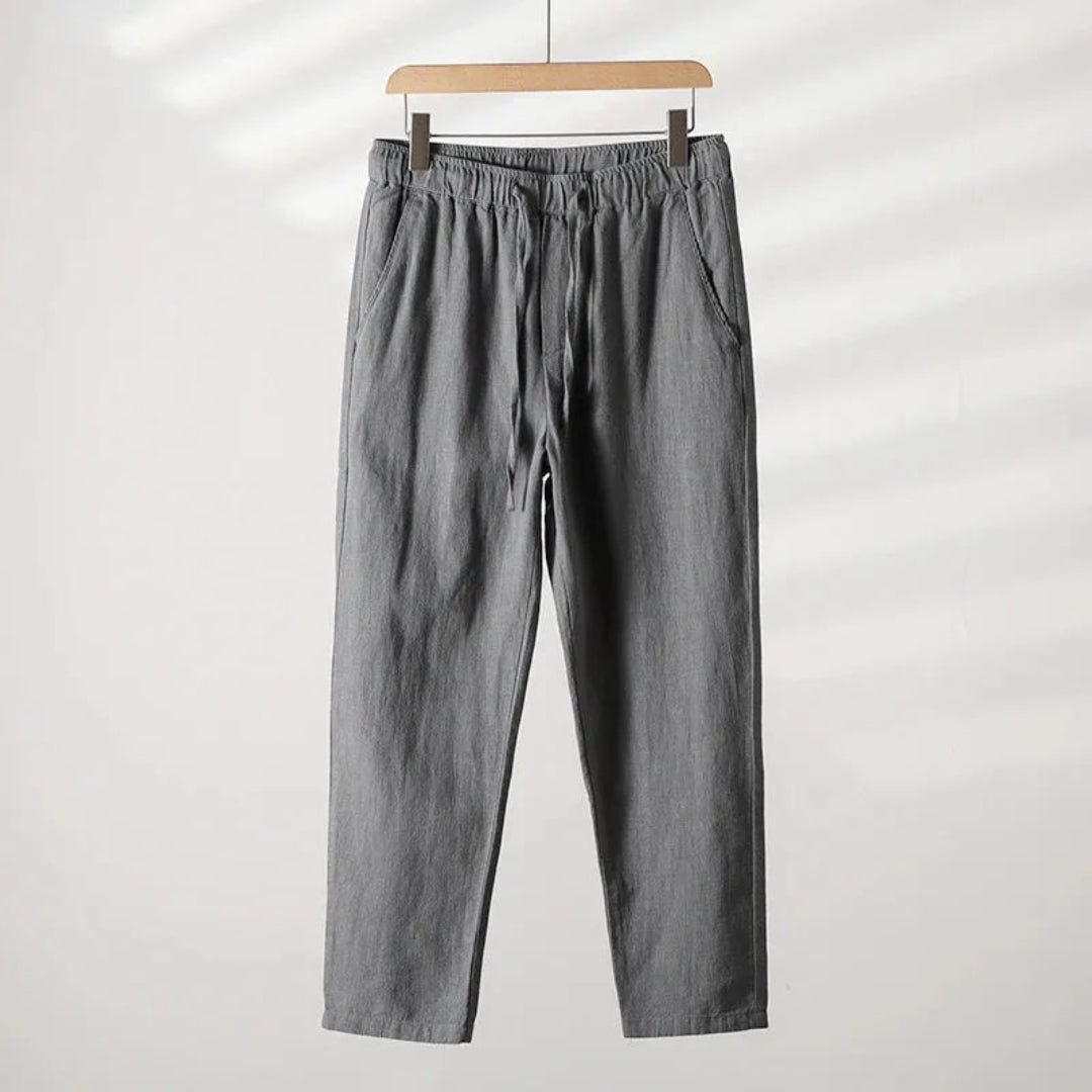 Caspian Elastic Waist Linen Lounge Trousers Artisio
