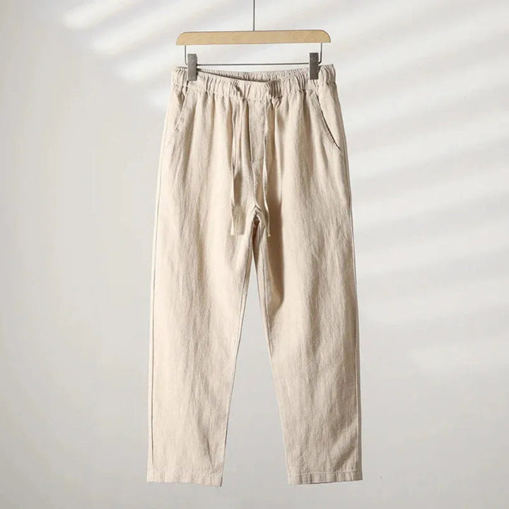 Caspian Elastic Waist Linen Lounge Trousers Artisio