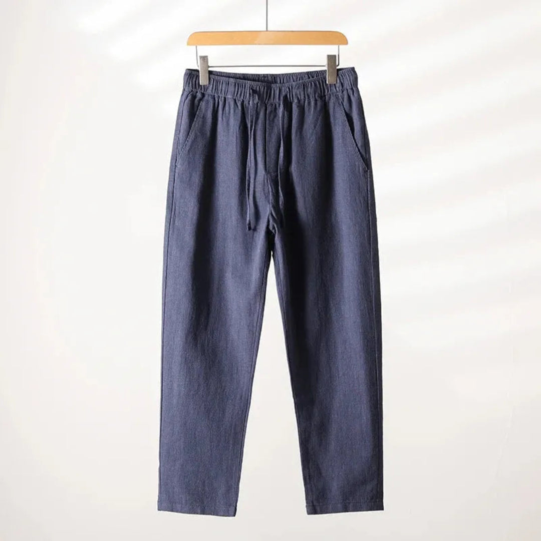 Caspian Elastic Waist Linen Lounge Trousers Artisio