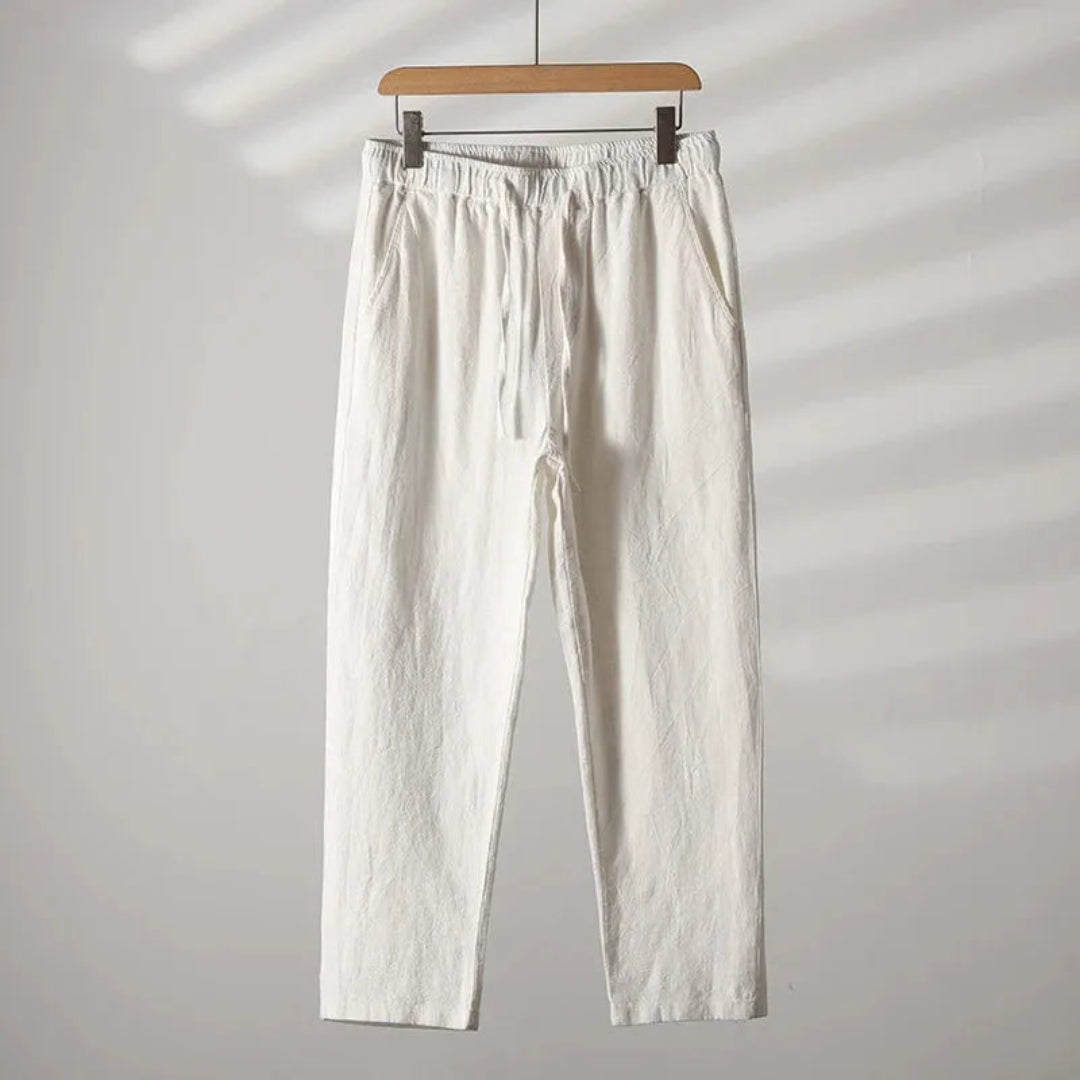 Caspian Elastic Waist Linen Lounge Trousers Artisio