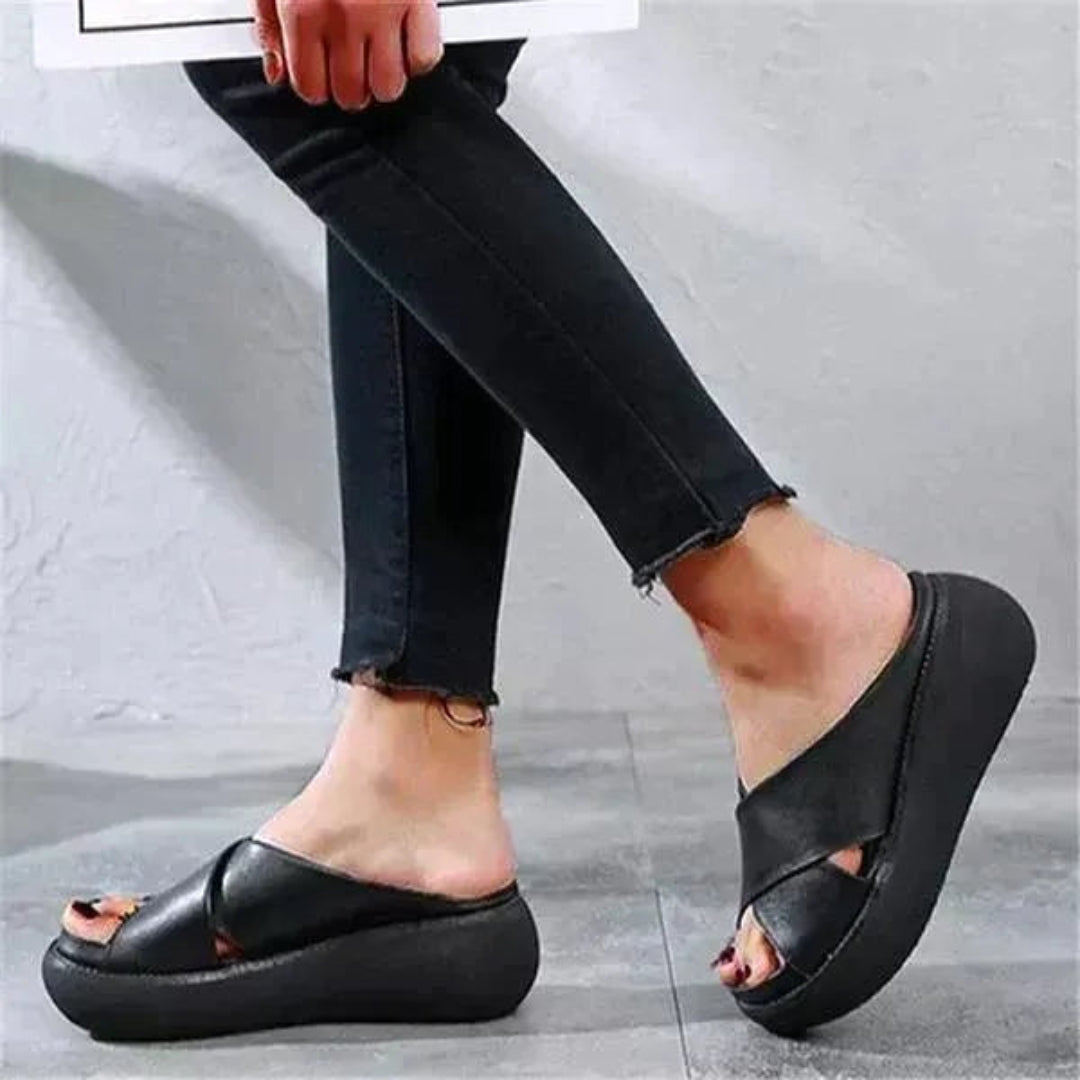 Charlie Cross-Strap Platform Sandals