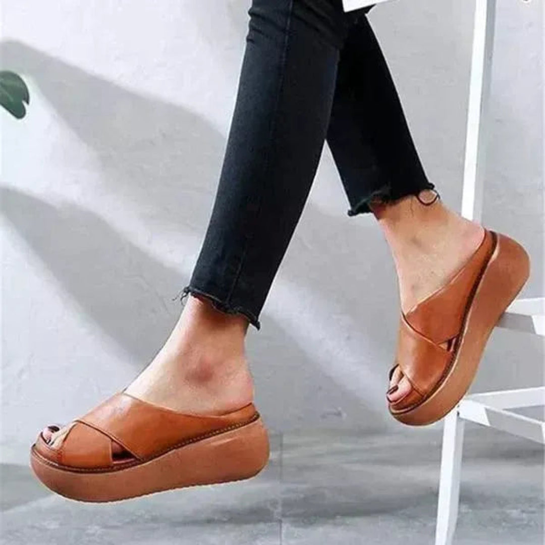 Charlie Cross-Strap Platform Sandals