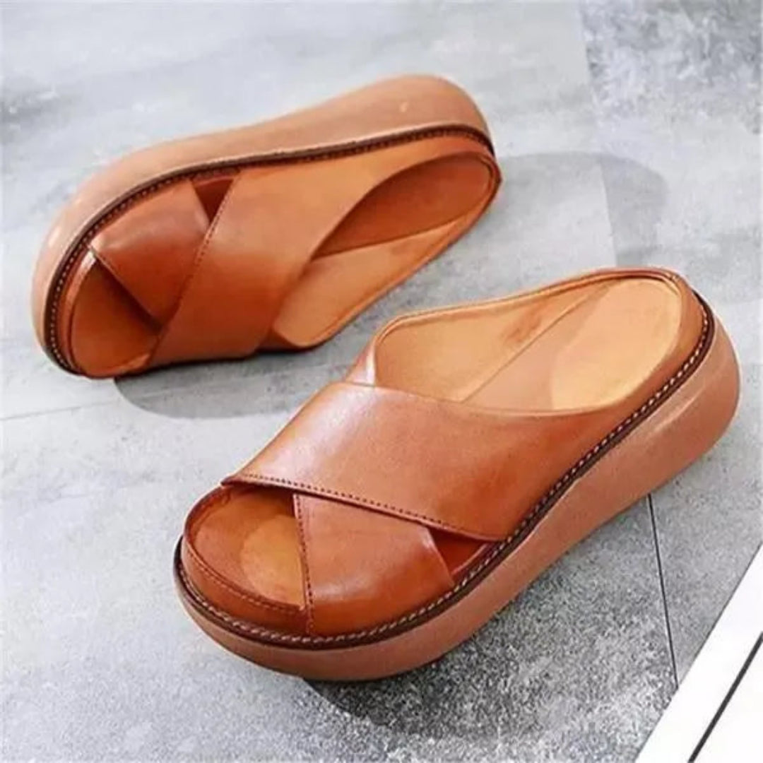 Charlie Cross-Strap Platform Sandals