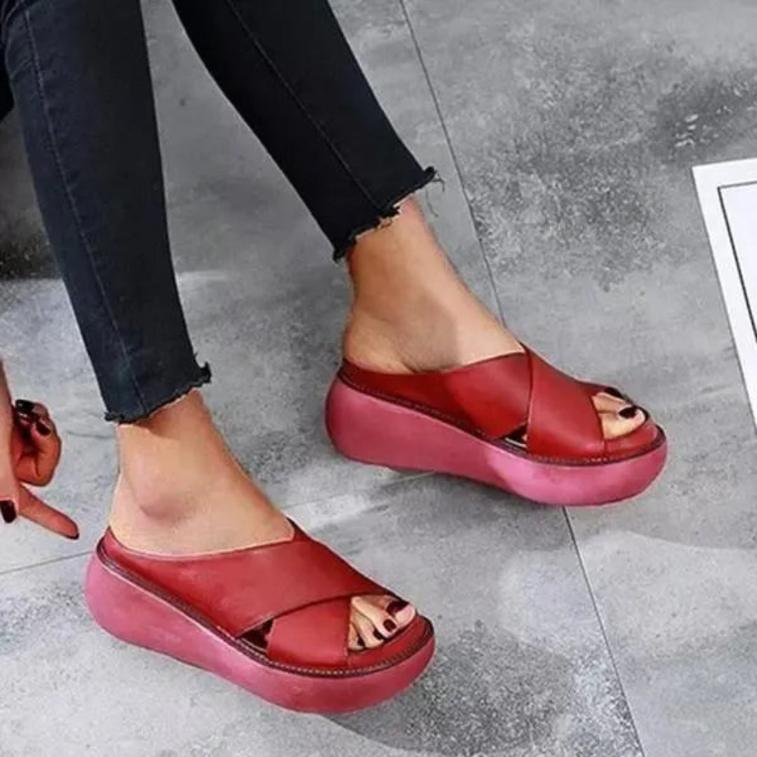 Charlie Cross-Strap Platform Sandals