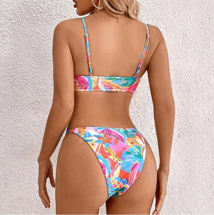 Charlie Tropical Fruit Print Triangle Bikini Set