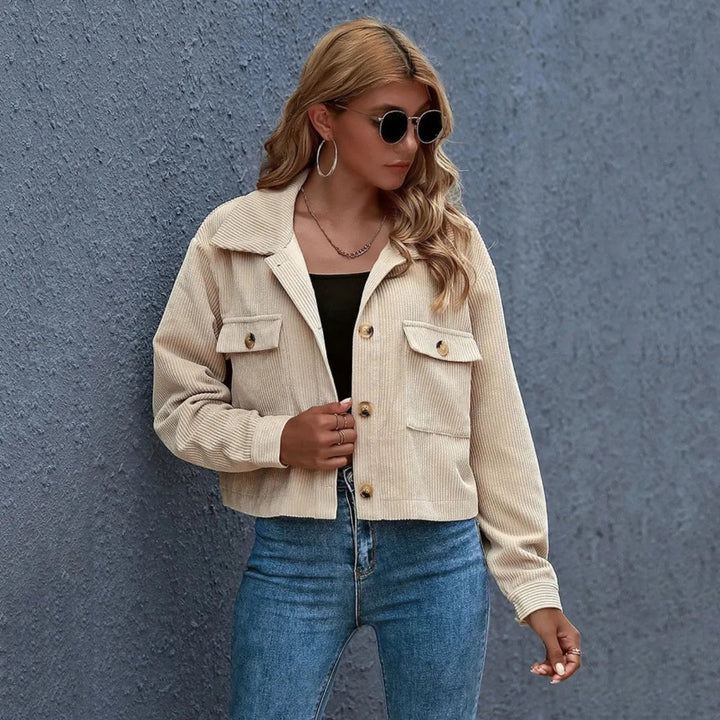 Chloe Collared Cropped Corduroy Jacket Artisio