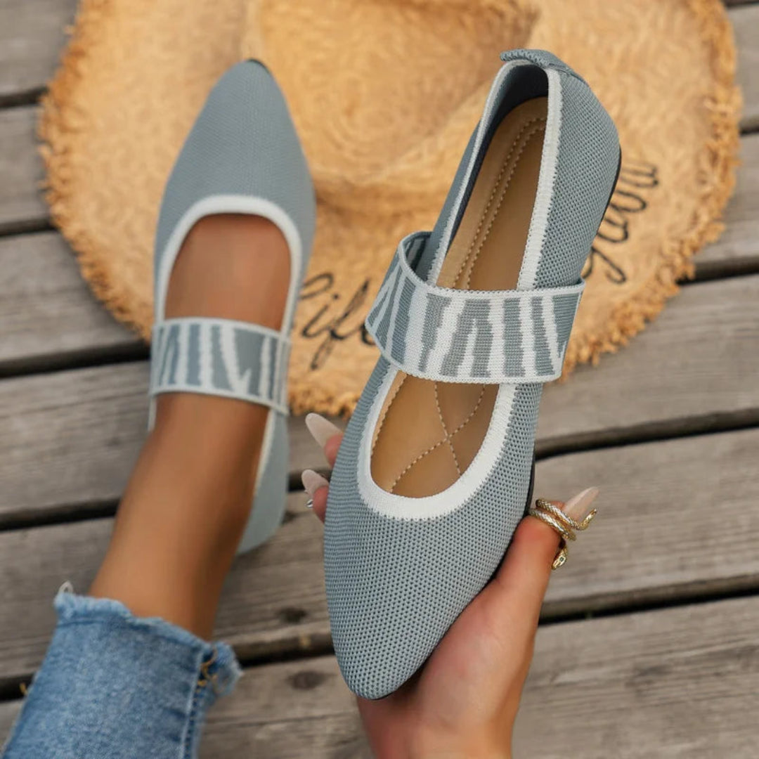 Chloe Pointed Toe Knit Mary Jane Flats