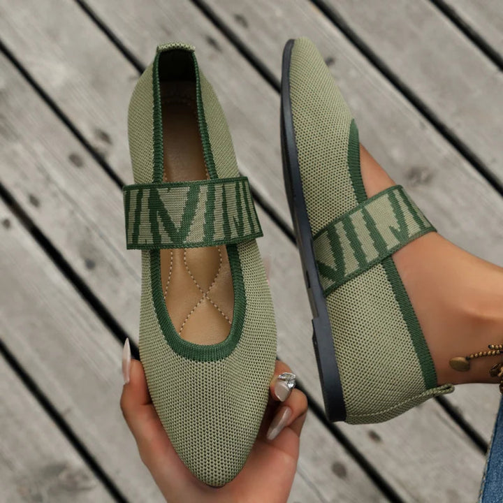 Chloe Pointed Toe Knit Mary Jane Flats