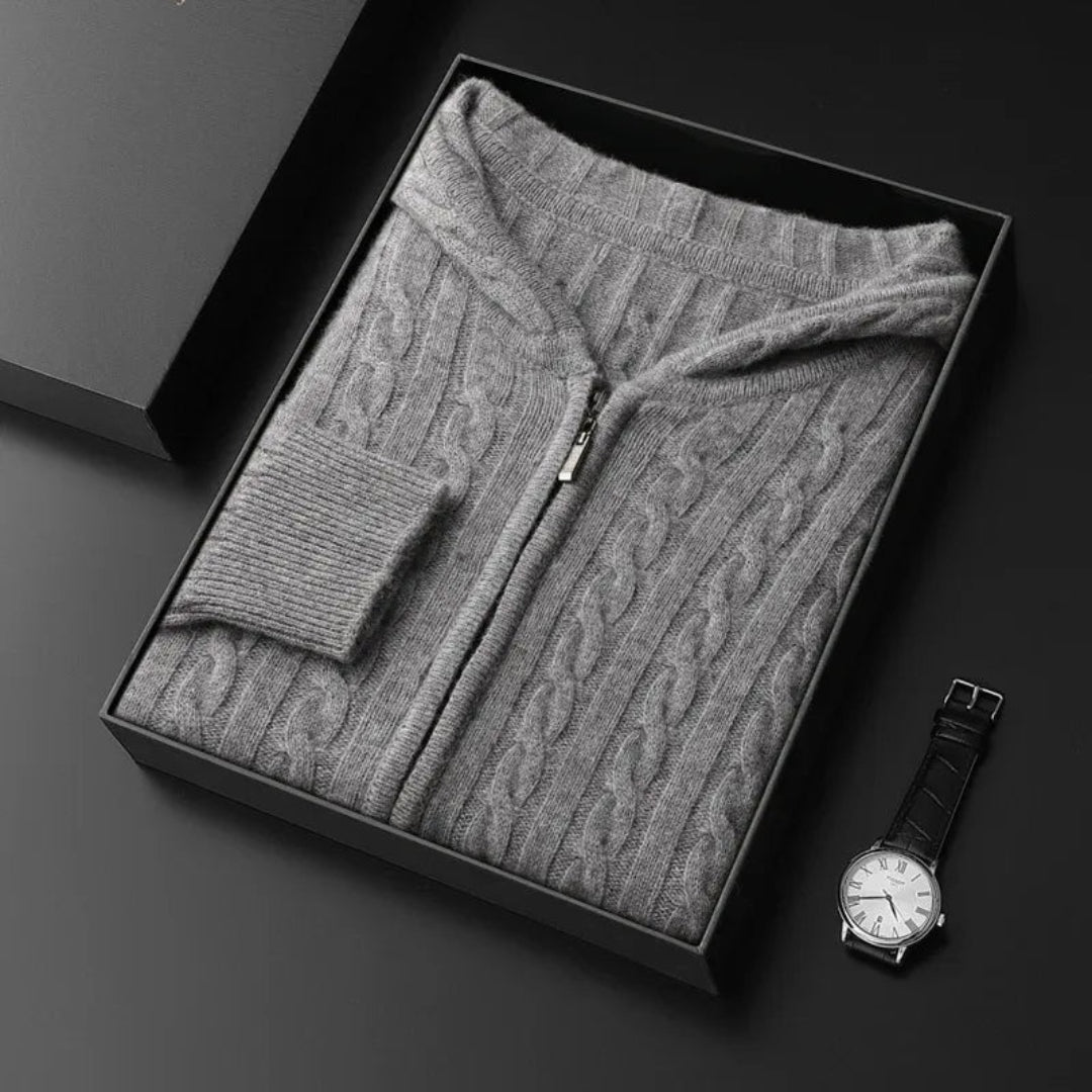 Chris Wool Hooded Cable Knit Sweater Artisio
