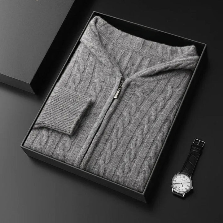 Chris Wool Hooded Cable Knit Sweater Artisio