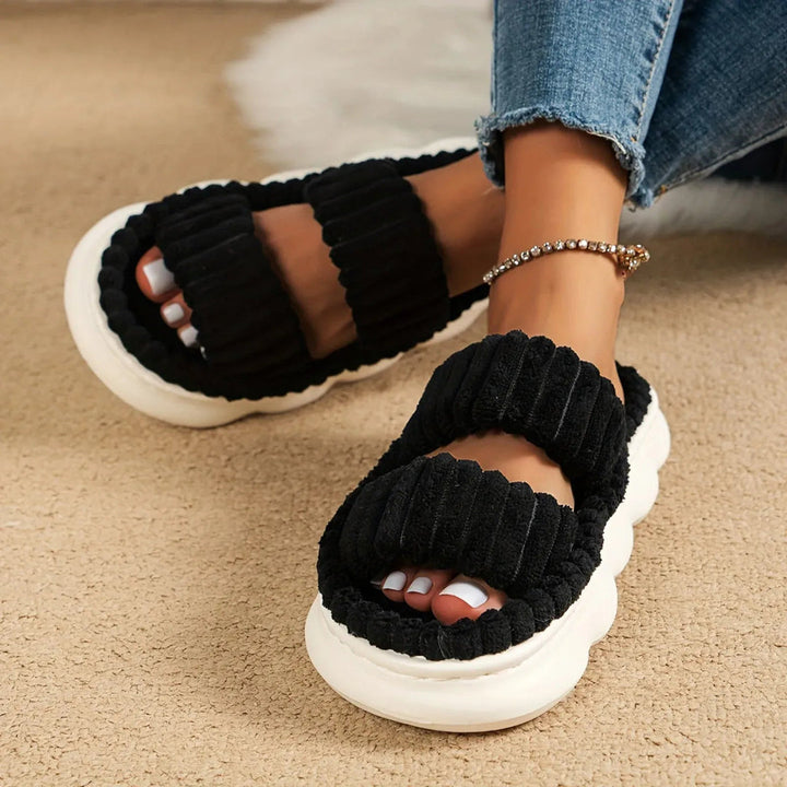 Cloud Double Strap Corduroy Indoor Slides Artisio