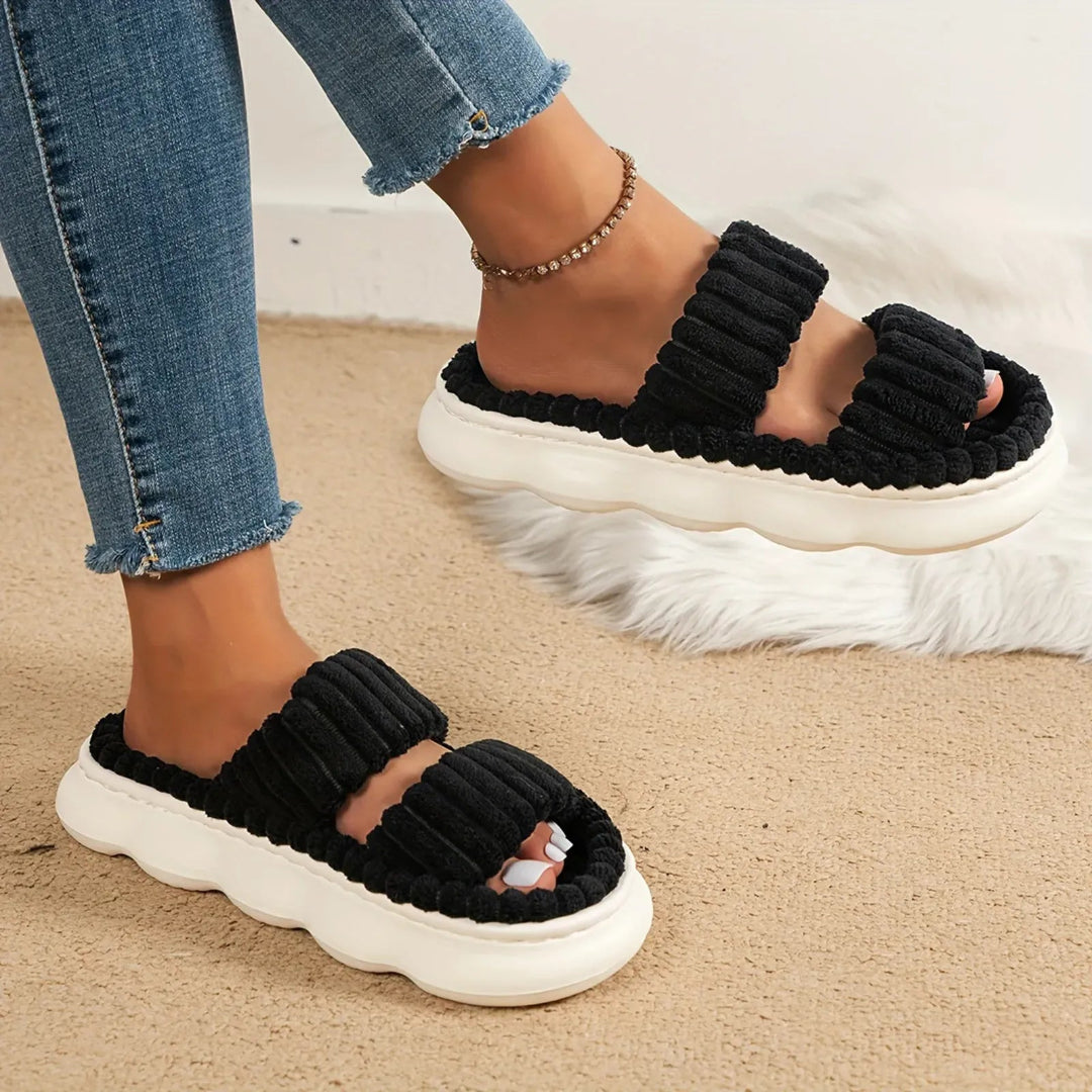 Cloud Double Strap Corduroy Indoor Slides Artisio