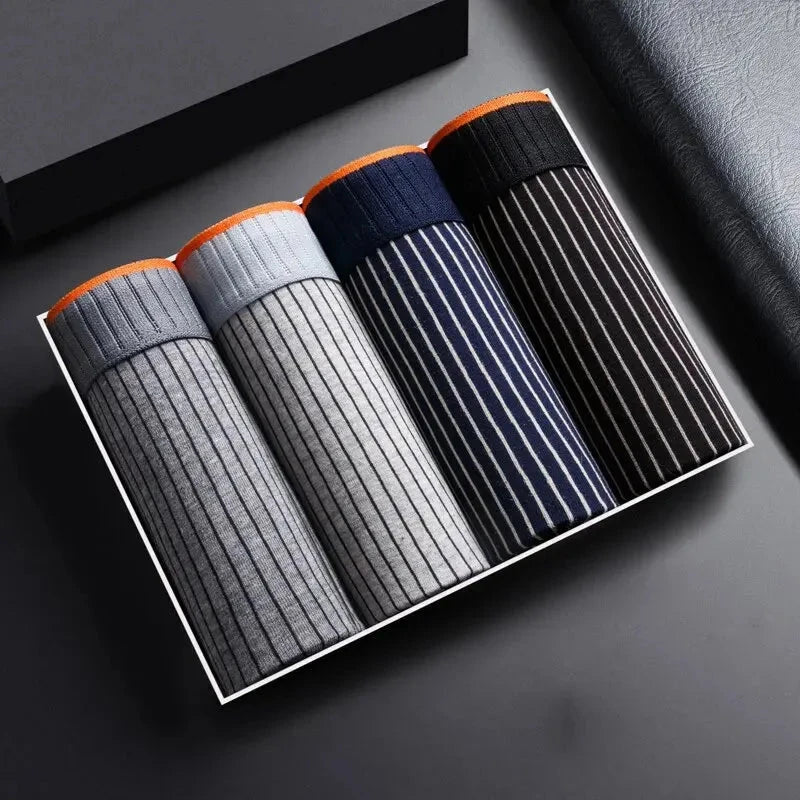 Men's Striped Cotton Boxer Briefs Artisio