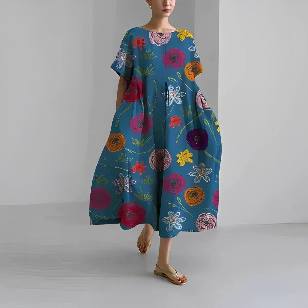 Dahlia Boho Floral Flowy Maxi Dress