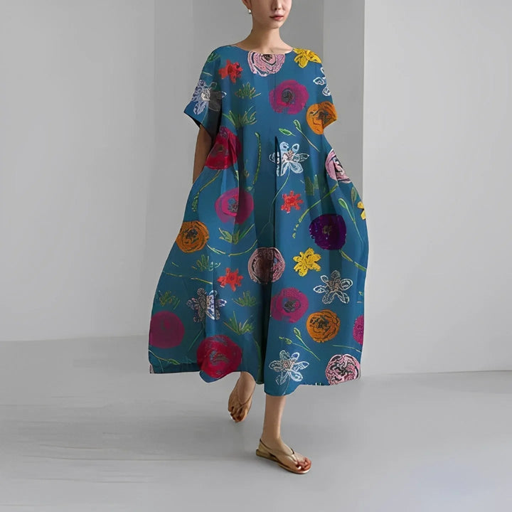 Dahlia Boho Floral Flowy Maxi Dress