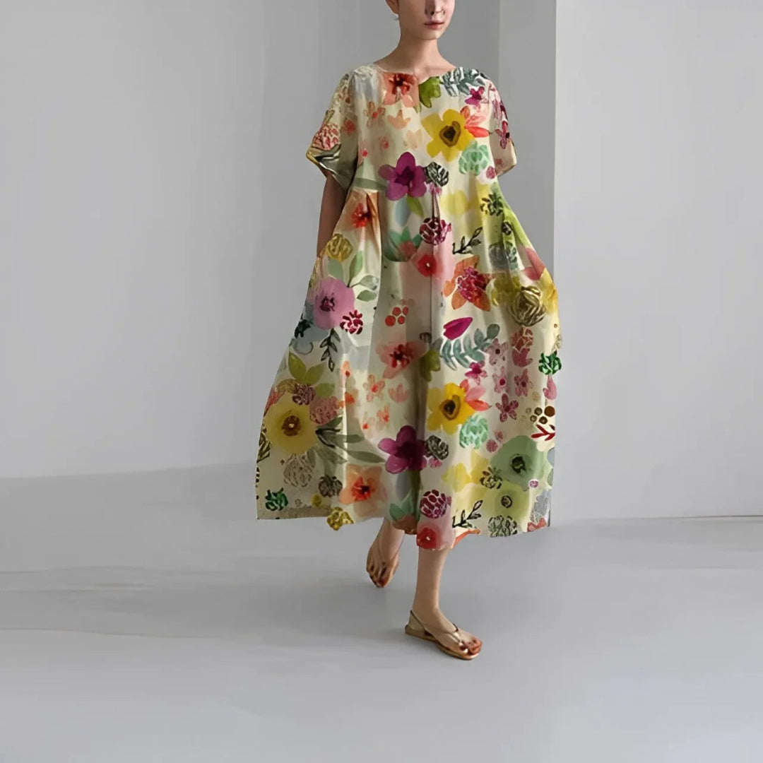 Dahlia Boho Floral Flowy Maxi Dress