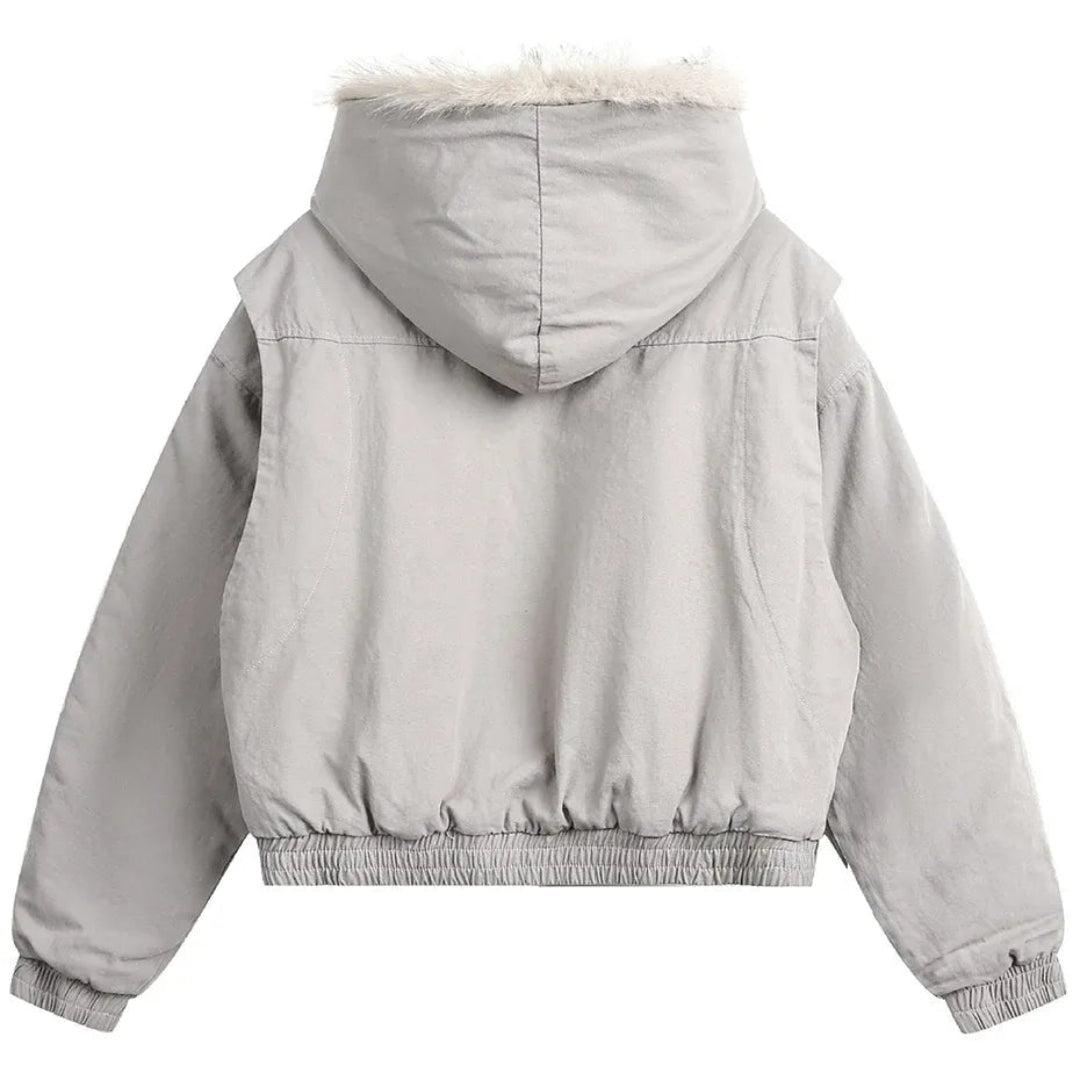 American Harajuku Warm Jacket Mens and Womens Retro Simple Plush Jacket with New Loose Leather Motorcycle Punk Fur Collar Jacket Artisio