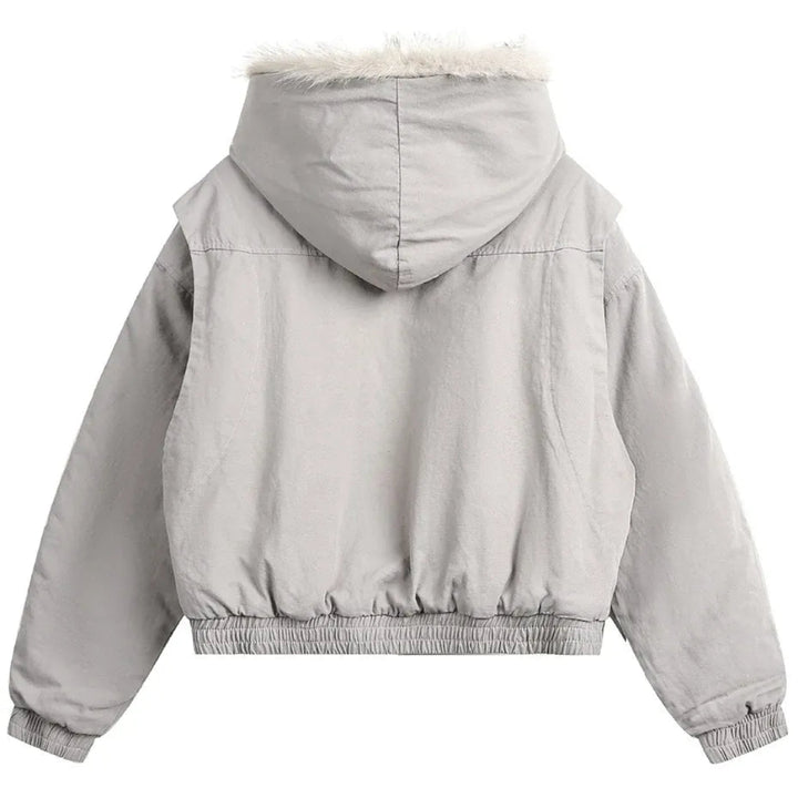 American Harajuku Warm Jacket Mens and Womens Retro Simple Plush Jacket with New Loose Leather Motorcycle Punk Fur Collar Jacket Artisio