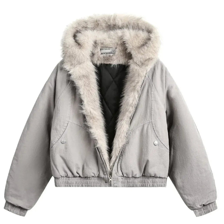 American Harajuku Warm Jacket Mens and Womens Retro Simple Plush Jacket with New Loose Leather Motorcycle Punk Fur Collar Jacket Artisio