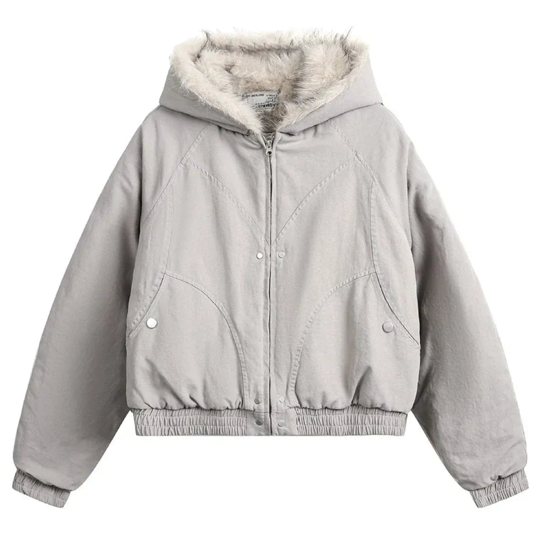 American Harajuku Warm Jacket Mens and Womens Retro Simple Plush Jacket with New Loose Leather Motorcycle Punk Fur Collar Jacket Artisio