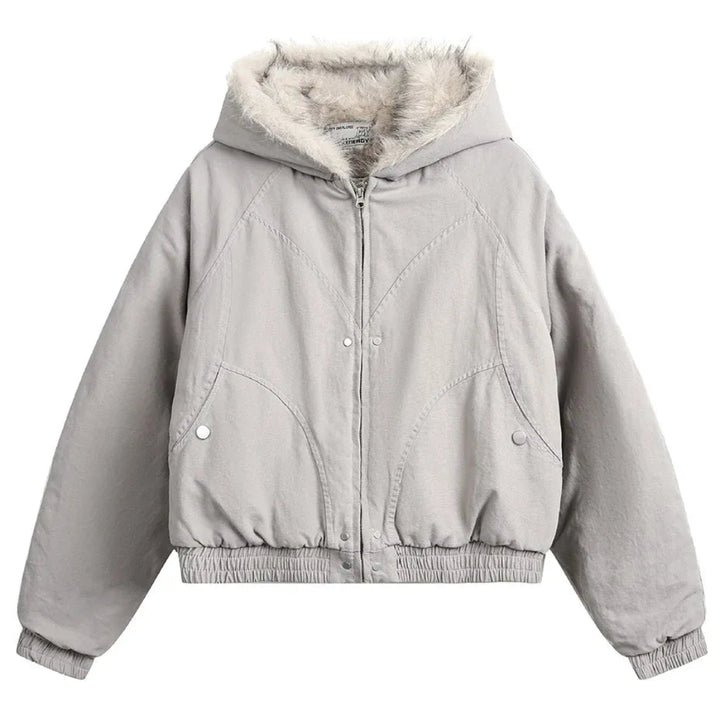 American Harajuku Warm Jacket Mens and Womens Retro Simple Plush Jacket with New Loose Leather Motorcycle Punk Fur Collar Jacket Artisio
