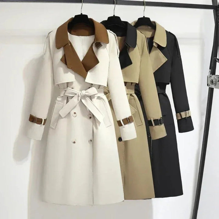 Dani Two-Tone Belted Double Trench Coat Artisio