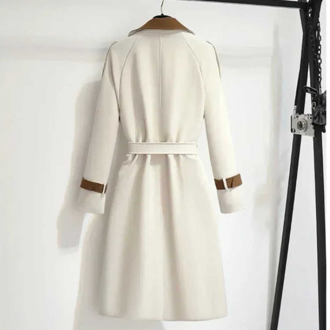 Dani Two-Tone Belted Double Trench Coat Artisio