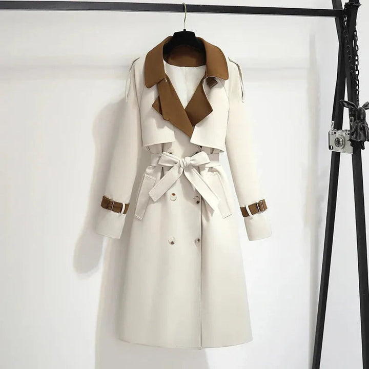 Dani Two-Tone Belted Double Trench Coat Artisio