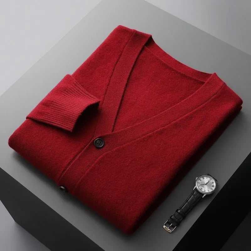 David Classic V-Neck Wool Cardigan Rondale