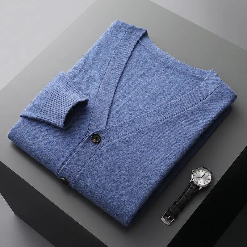 David Classic V-Neck Wool Cardigan Rondale
