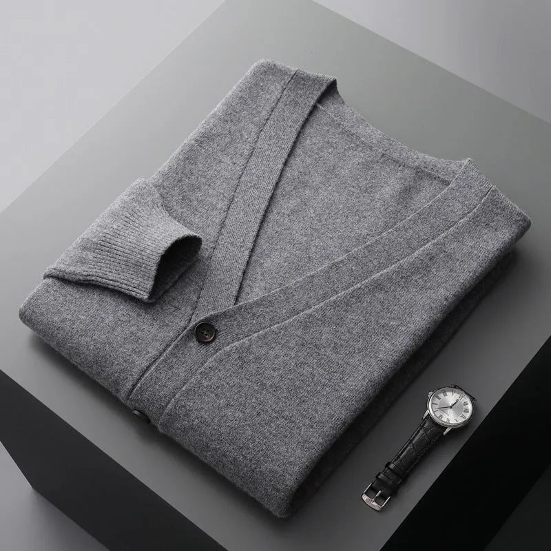 David Classic V-Neck Wool Cardigan Rondale