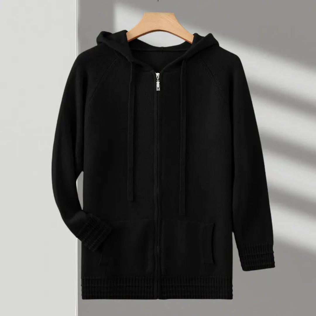 Declan Hooded Zipper Cashmere Hoodie