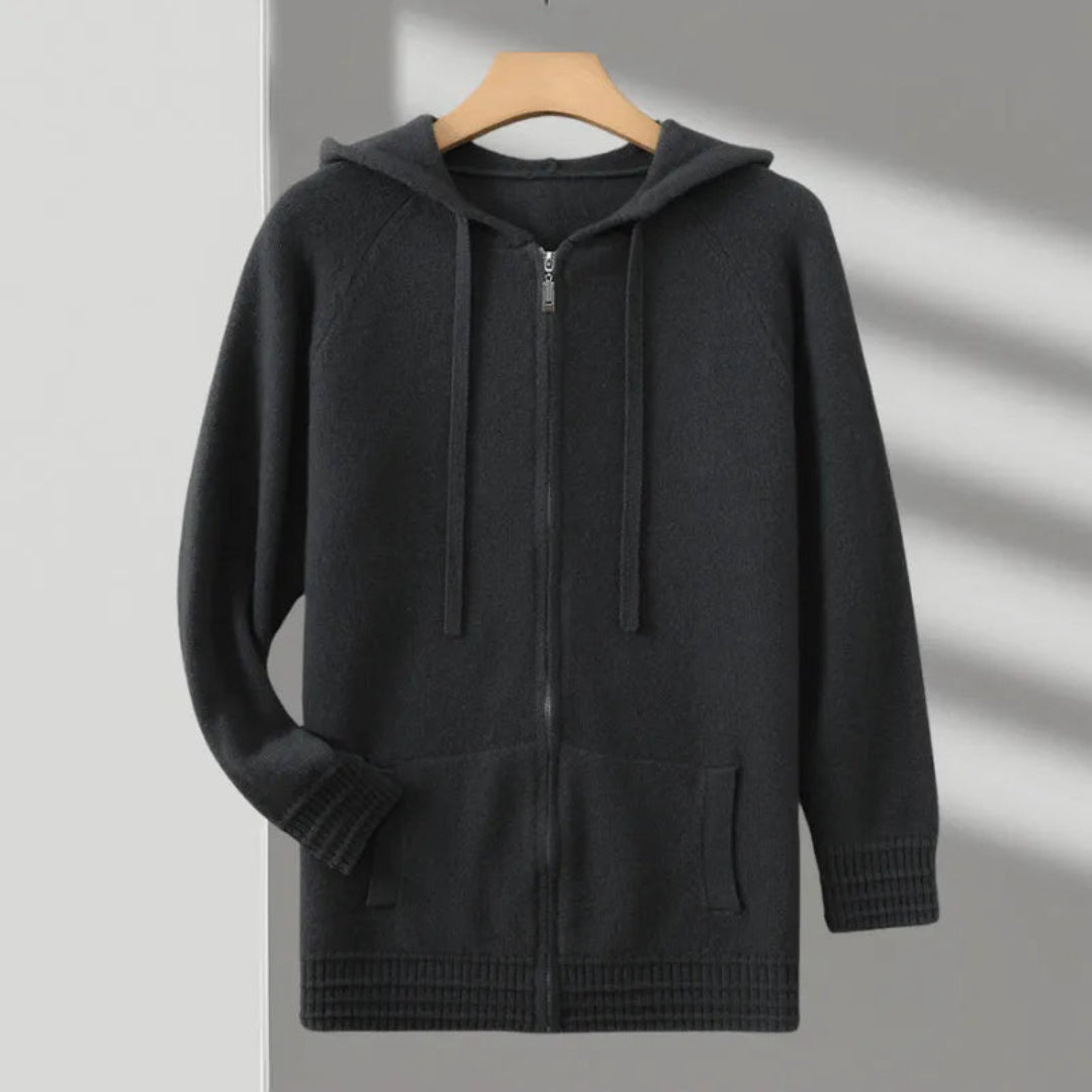 Declan Hooded Zipper Cashmere Hoodie
