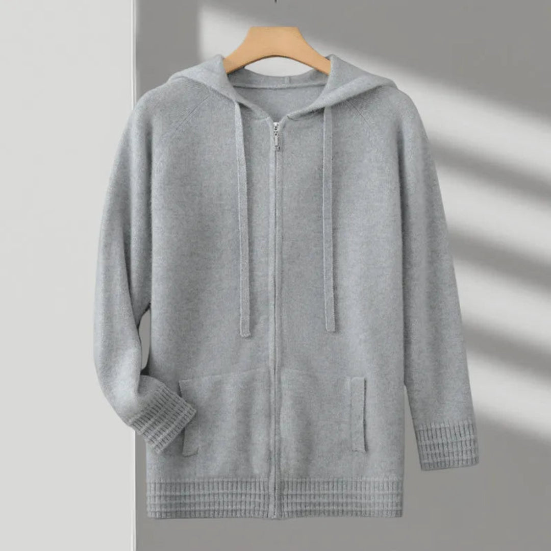Declan Hooded Zipper Cashmere Hoodie
